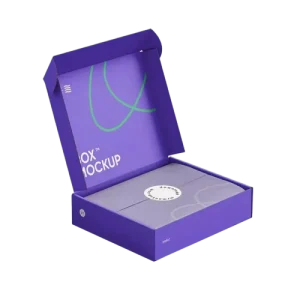 Custom Purple Paper Box Abstract Curve Print Inside Eco Friendly Recyclable Corrugated Cosmetic Gift Mailer Packaging