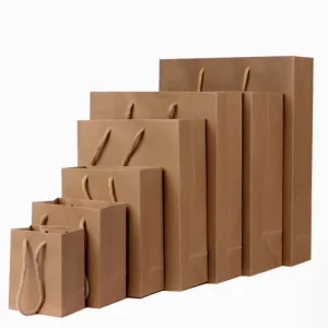 Custom Recyclable Brown Kraft Paper Bag for Takeaway Food Clothing with Lamination