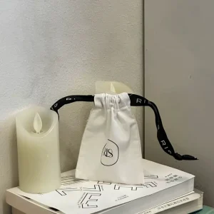Custom Recyclable Cotton Canvas Jewelry Drawstring Packaging Bag for Earrings & Rings Personalized Logo Dust Gift Bags