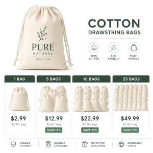 Custom Recyclable Food Grade Linen Drawstring Handbags Covers with Screen Printed Logo Shoes Bag Gift Dust Bags