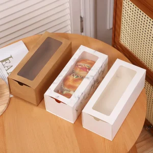 Custom Recyclable Kraft Paperboard Cake Box Handle Food Grade Packaging Four Color Printing Stamping UV Coating Snack Industrial