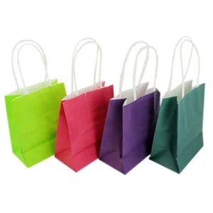 Custom Recyclable Shopping Kraft Paper Packaging Bags with Punching Handles and Promotional Logo Printing