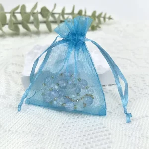 Custom Recyclable Transparent Organza Mesh Drawstring Jewelry Pouch for Gift Packaging