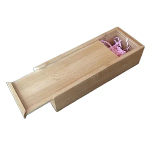 Custom Recycled Wood Red Wine Gift Storage Bamboo Wooden Crate Box with Slide Lid and Laser Engraving
