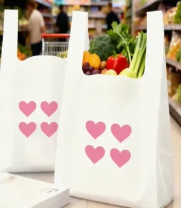 Custom Retail S5 S6 S7 White LDPE Die Cut Handle Plastic Packaging Grocery Carrier T Shirt Shopping Bag