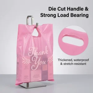 Custom Reusable Die Cut Handle Plastic Shopping Bags with Logo Waterproof Dustproof Printed for Shoes Clothing