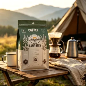 Custom Reusable Zipper Bag Flat Bottom Zip Lock Coffee Pouches Kraft Paper Packaging for Coffee Beans
