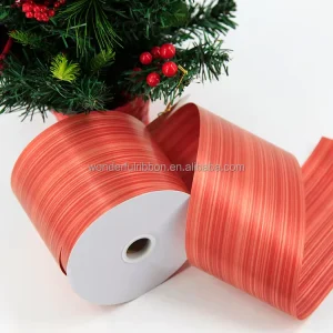 Custom Ribbon Printing Gift Ribbon Roll for Gift Bows Tree Pattern Bow Ribbon for Flower Bouquet Christmas Decorations