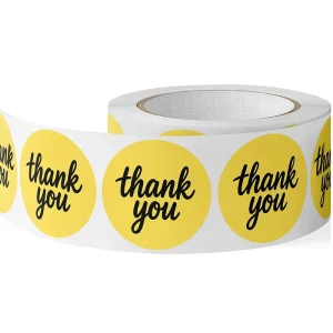 Custom Round Thank You Stickers Roll Waterproof Vinyl Adhesive Seal Label for Small Business Packaging