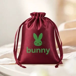 Custom Satin Drawstring Dust Bags for Wigs Hats Shoes & Handbags Gift Use Bunny Pocket Brand