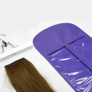 Custom Satin Wigs Storage Bag with Hanger Silk Hair PVC Clear Plastic Bag for Wigs
