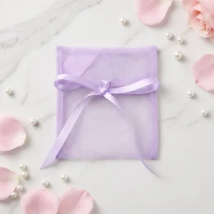 Custom Sheer Organza Flip Top Pouch with Ribbon Tie for Wedding Party Favors Jewelry Small Gift Packaging