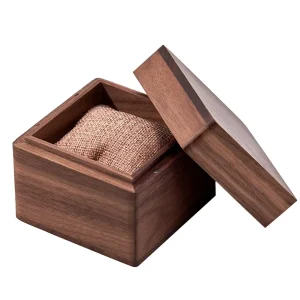 Custom Single Watch Box Solid Walnut Wood Storage Magnetic Lids Display Model