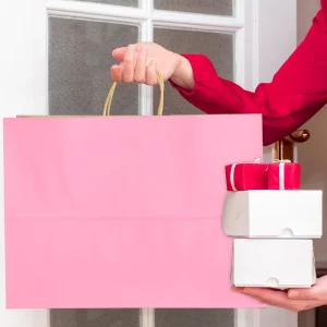 Custom Size Eco Friendly Biodegradable Durable Recyclable Kraft Paper Bag Handle Industrial Commercial Residential Use High Load