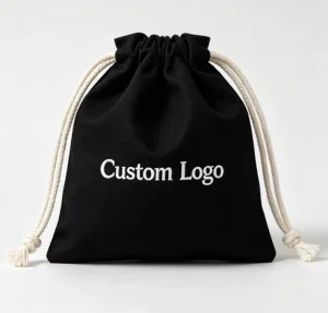 Custom Size Eco Friendly Recycled Plain Printed Big Cotton Canvas Jewelry Pouch Drawstrings Dust Bags with Rope Logo