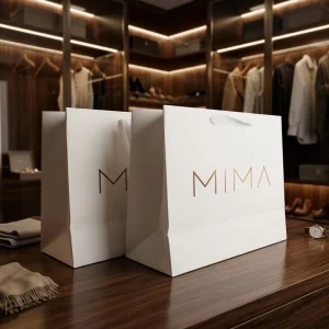 Custom Size Premium Paper Tote Bag Embossed Logo Gusseted Gift Shopping Bag for Clothing Boutique Retail Store