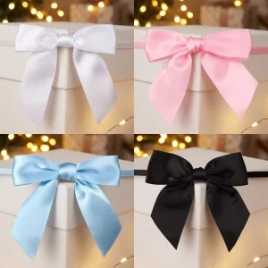 Custom Size Solid Polyester Ribbon Bow Halloween Wedding Birthday Christmas Gift Luxury DIY Craft Decoration