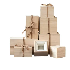 Custom Square Bamboo Wood Gift Storage Box with Customized Color and Logo Small Recyclable Packaging