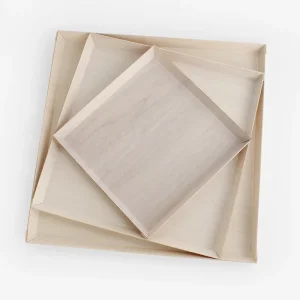 Custom Square Bamboo Wooden Tray with Lid Breakfast Platter and Decorative Food Packaging Raw Wooden Serving Tray