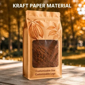 Custom Stand up Food Packaging Pouch with Zipper Recyclable Peanut Resealable Powder 500g Kraft Paper