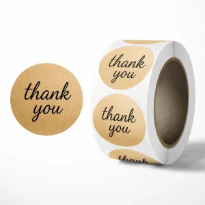 Custom Stickers Roll Gold Foil Waterproof Vinyl Label for Small Business Packaging Round Thank You Stickers