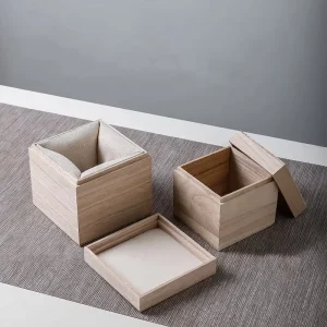 Custom Storage Gift Tea Set and Cup Square Packaging Bamboo Wooden Box With Lids Wood Box Luxury