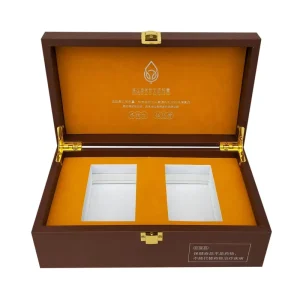 Custom Tea Honey Health Care Products Packaging Box Brown Leather Bamboo Creative Wooden Box Gift