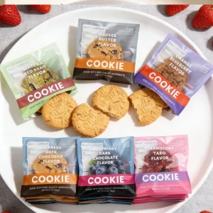 Custom Tear Luxury Candy Biscuits Food Cookies Heat Seal Ziplock Frosted Printing Clear Plastic Bags for Cookies Packaging