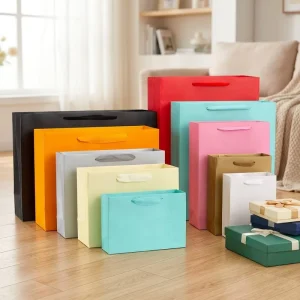 Custom Thick Cardboard Recycled Materials Gift Bag Reinforced Flat Handle Magnetic Closure Luxury Shopping Tote Bag Retail