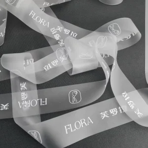 Custom Transparent Clear TPU Printed Gold Sliver Gift Ribbon Satin Grosgrain Ribbon Valentine’s Day With Your Brand Logo