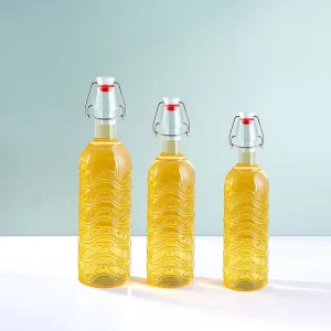 Custom Transparent Empty 500ml Glass Swing Top Bottle Liquor Beer Brewing Flip Top Bottles with Airtight Lid