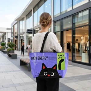 Custom Waterproof Portable Handled PP Woven Promotional Shopping Bag Plastic Coated Thickened Composite Color Printed Logo Gift