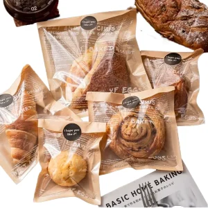 Custom White Brown Paperboard Toast Bread Packaging Bags