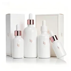 Custom White Porcelain Dropper Containers Precision Graduated Pipette Skincare Serum Oil Bottles for Cosmetic Hair