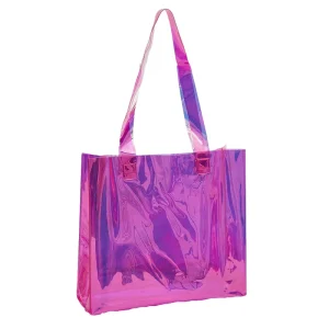 Custom Women Fashion Translucent Plastic Leather Clear PVC Handbag Waterproof Transparent Tote Beach Bags Neon Shopping Bag