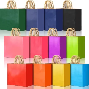 Custom Your logo Large Gift Bags with Handles Recyclable Party Favor Bags Goodie Bags Durable Kraft Paper Gift Bags