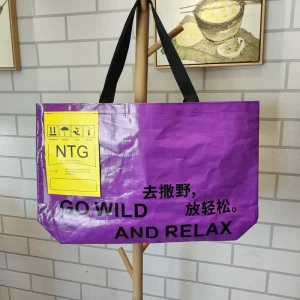 Custom designed Fully Color Printed Reusable PP Woven Shopping Bags with Handles Customizable in Colors and Logos