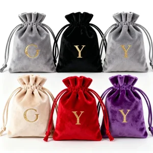 Custom for Jewelry Gifts Small Pouch Soft Touch Dust Resistant Sizes Velvet Drawstring Packaging Bags With Logo