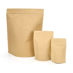Custom logo Biodegradable Pouch Ziplock Sugar Coffee Bag Packaging Pouch Kraft Craft Paper Bag Snack Nut Tea Stand up Bags