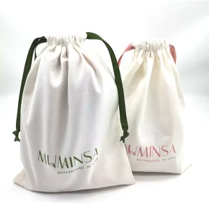 Custom logo Printed Drawstring Packaging Pouch Cotton Dust Clothes Hat Shoe Storage Bag for Handbag