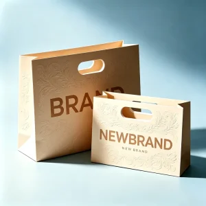 Custom logo Printed Durable Die Cut Handle Paper Gift Bag Flat Bottom Paper