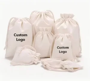 Custom logo Recycled Package Calico Muslin Pouch Muslin Canvas Cotton Drawstring Bags logo Cotton Dust Bag