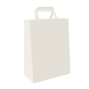 Custom logo White Die cut Flat Handle Paper Bag Square Bottom Stand up Kraft Paper Shopping Bag for Supermarket Promotions