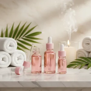 Custom made Cylinder Glass Dropper Bottles Crown Cap 5ml 100ml Clear Pink Hot Stamping Recyclable Essential Oil