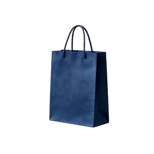 Custom made Dark Blue Ecofriendly Kraft Paper Shopping Bags with Cotton Rope Handles Ideal for Luxury Gifts and Retail Packaging