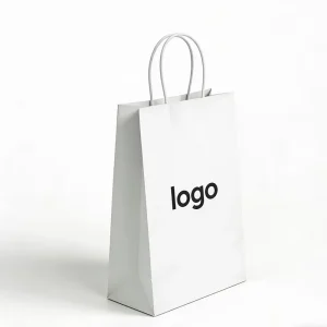 Custom printed Eco friendly Kraft Paper Shopping Bags with Twisted Paper Rope Handles Ideal for the Gift and Retail Industries