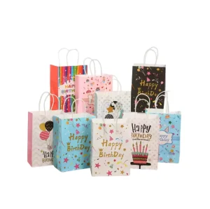Customised Printing Happy Birthday Gift Bags Party Favor Paper Bags with Handle for Kids Birthdays