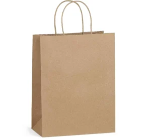 Customizable Brown Art Paper Gift Bags with Handles for Clothing & Shoes Reusable Eco-Friendly Waterproof & Recyclable