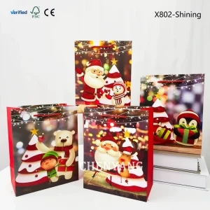 Customizable Colors Eco Friendly Ivory Board Printed Paper Bags for Cosmetic & Shoe Packaging Christmas Craft Gift Bags