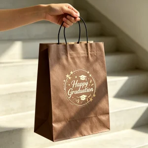Customizable Compostable Kraft Paper Bags White Brown with Handles for Easy Carrying Shopping Luxury Retail Boutique Paper Bags